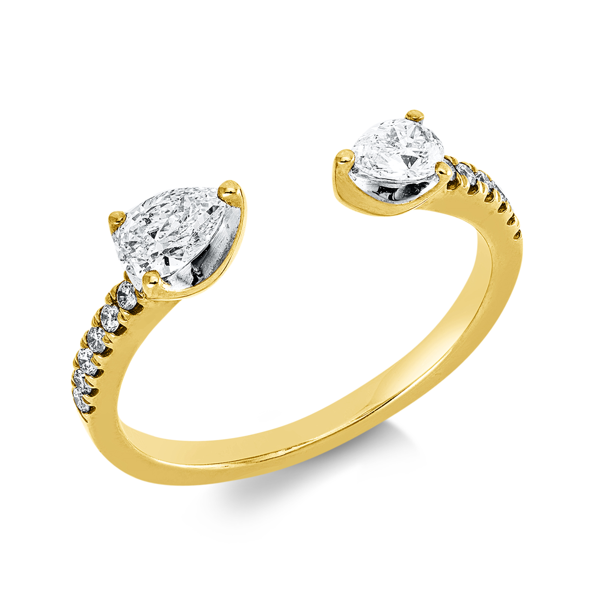 pear shape modern woman ring in yellow gold / white gold