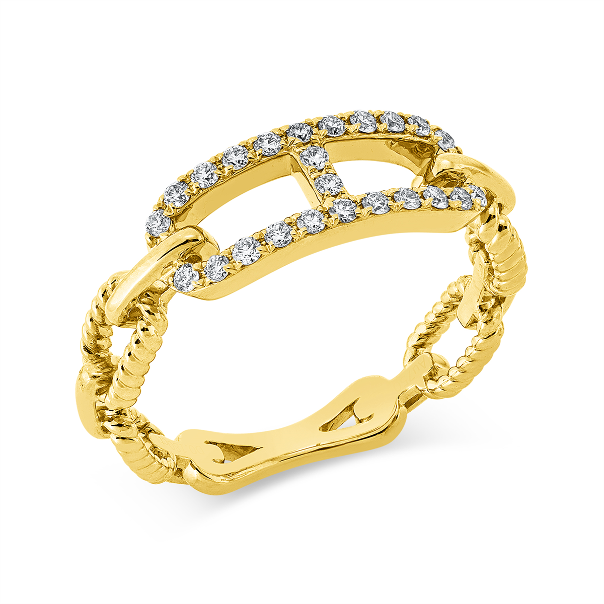 diamond full cut modern woman ring in yellow gold