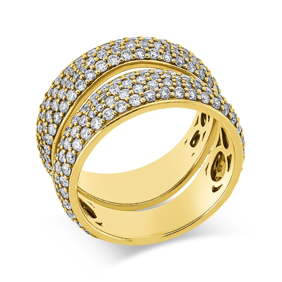 diamond full cut pavé ring in yellow gold