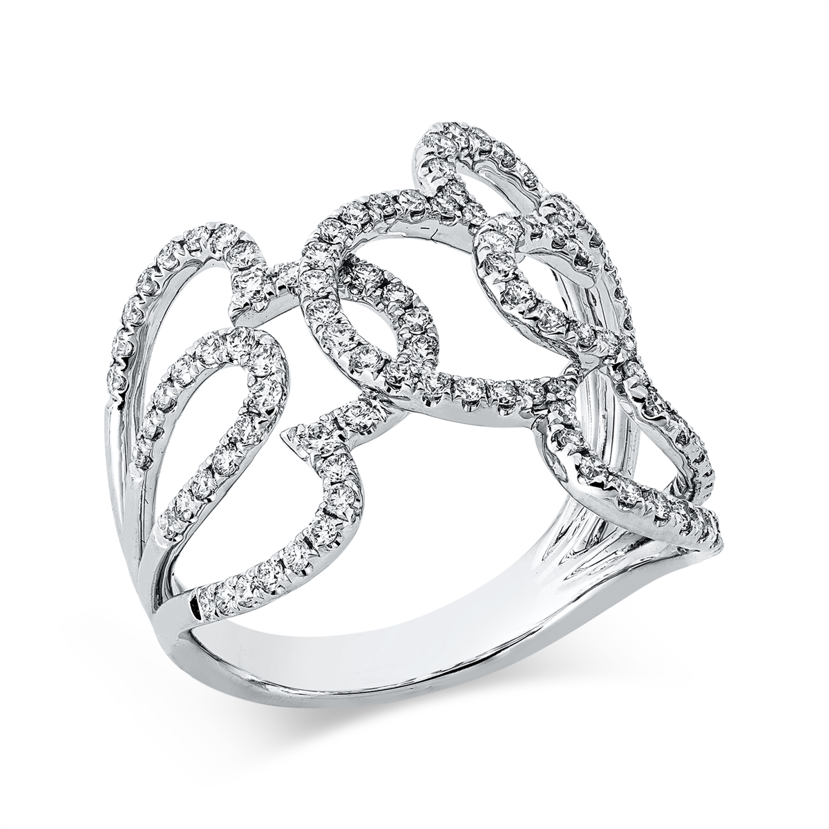 diamond full cut modern woman ring in white gold