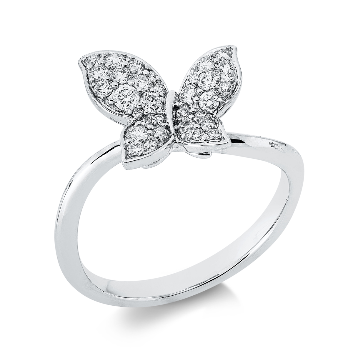 diamond full cut modern woman ring in white gold