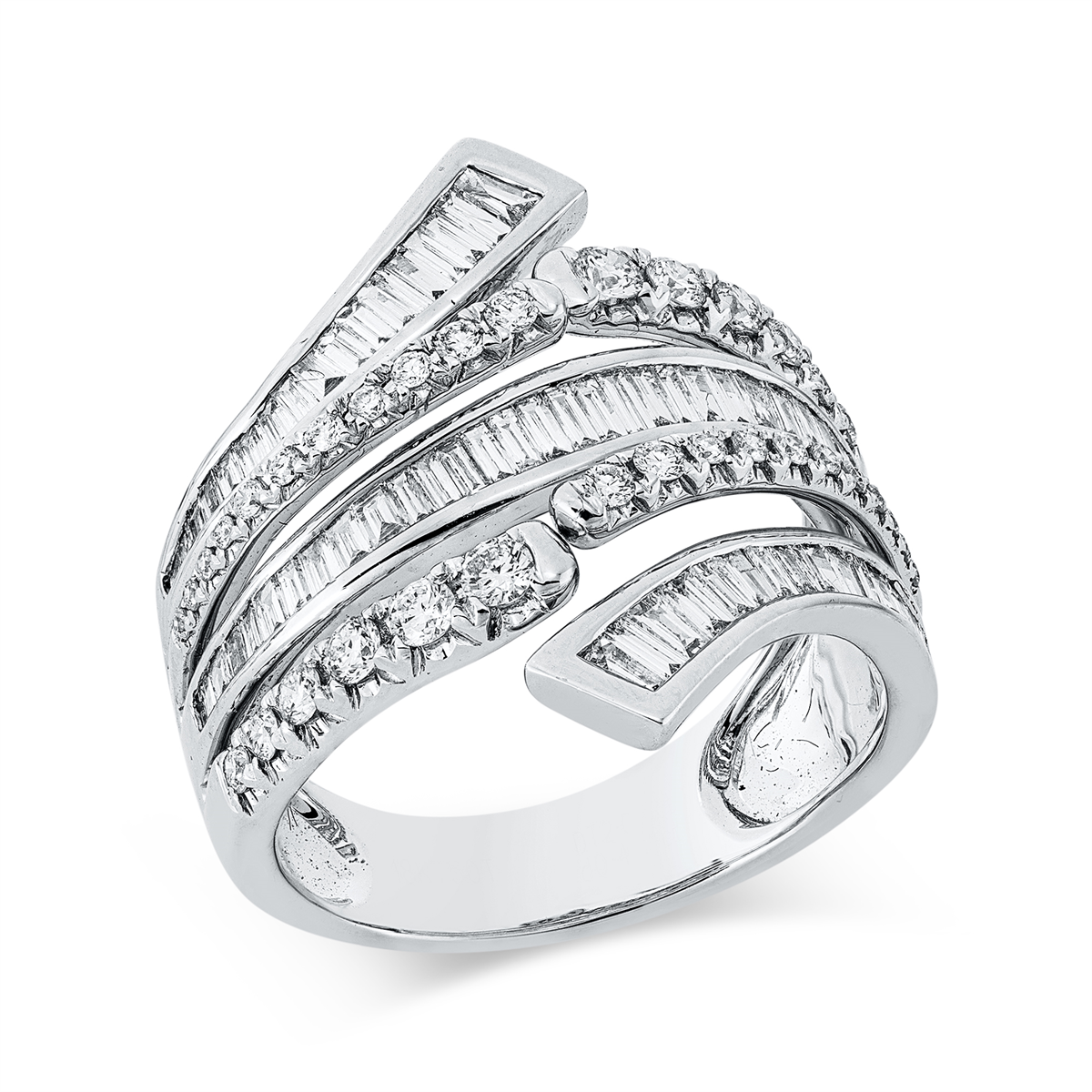 baguette baguette ring in white gold