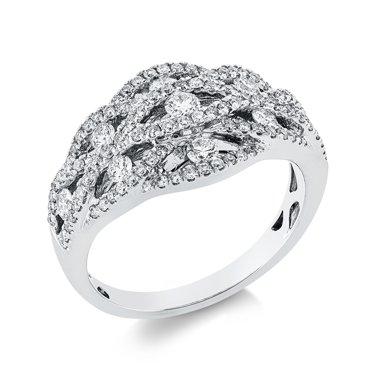 diamond full cut multi-stone ring in white gold