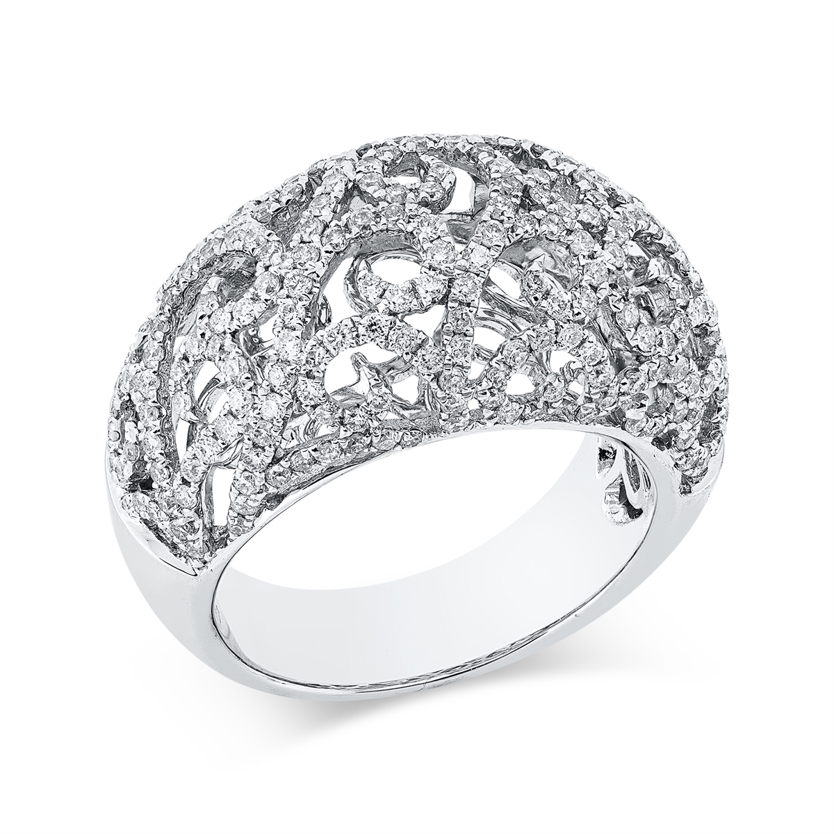 diamond full cut multi-stone ring in white gold
