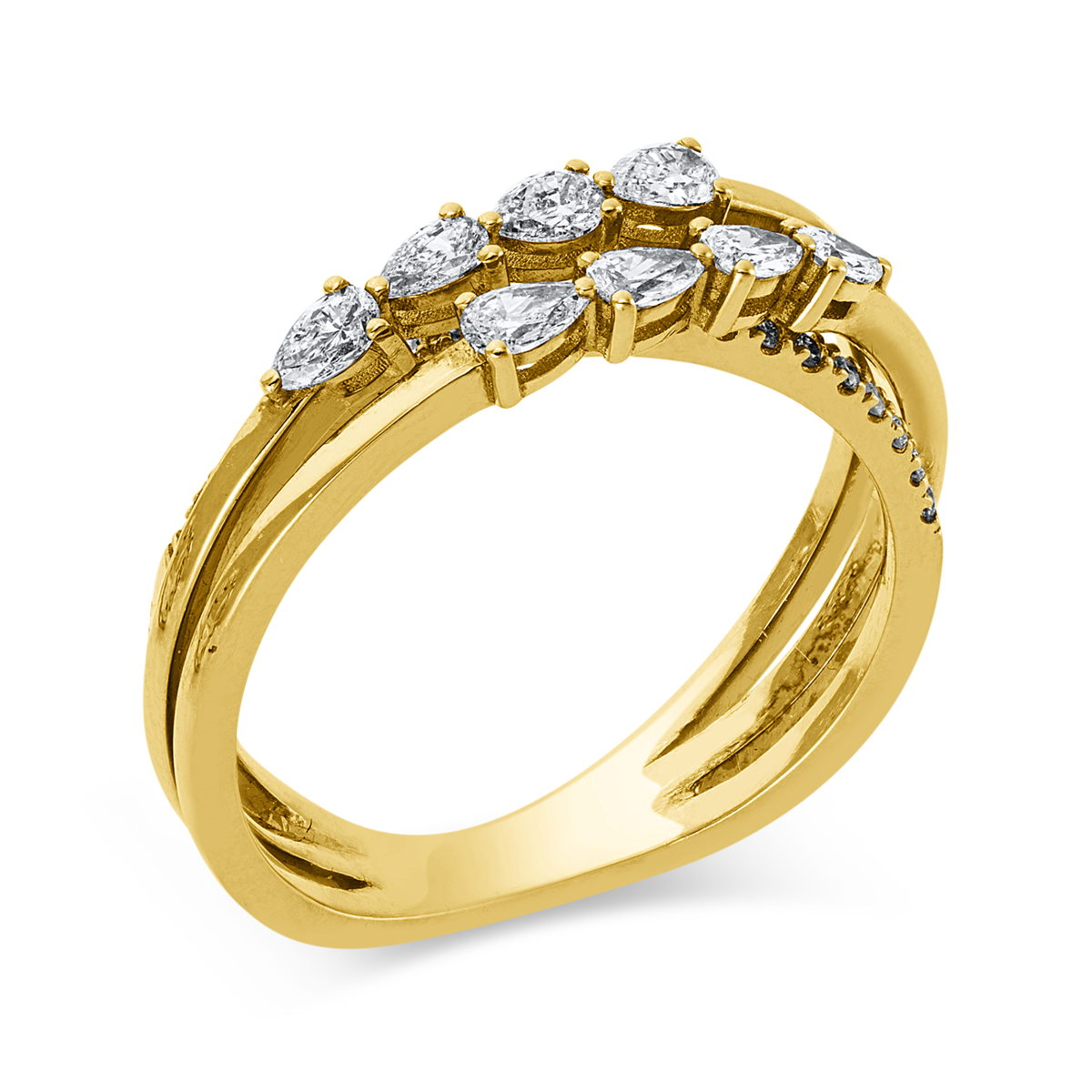 diamond full cut modern woman ring in yellow gold