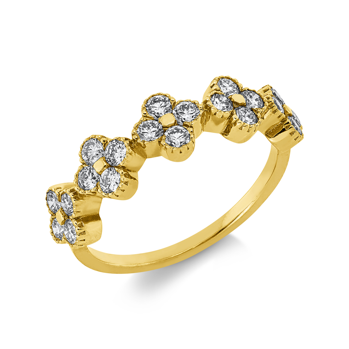 diamond full cut illusion classic ring in yellow gold