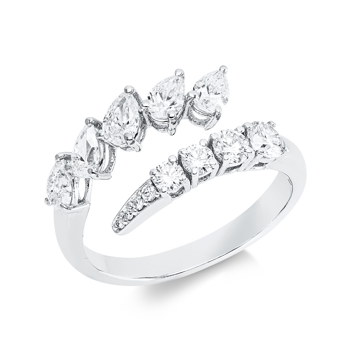 diamond full cut multi-stone ring in white gold