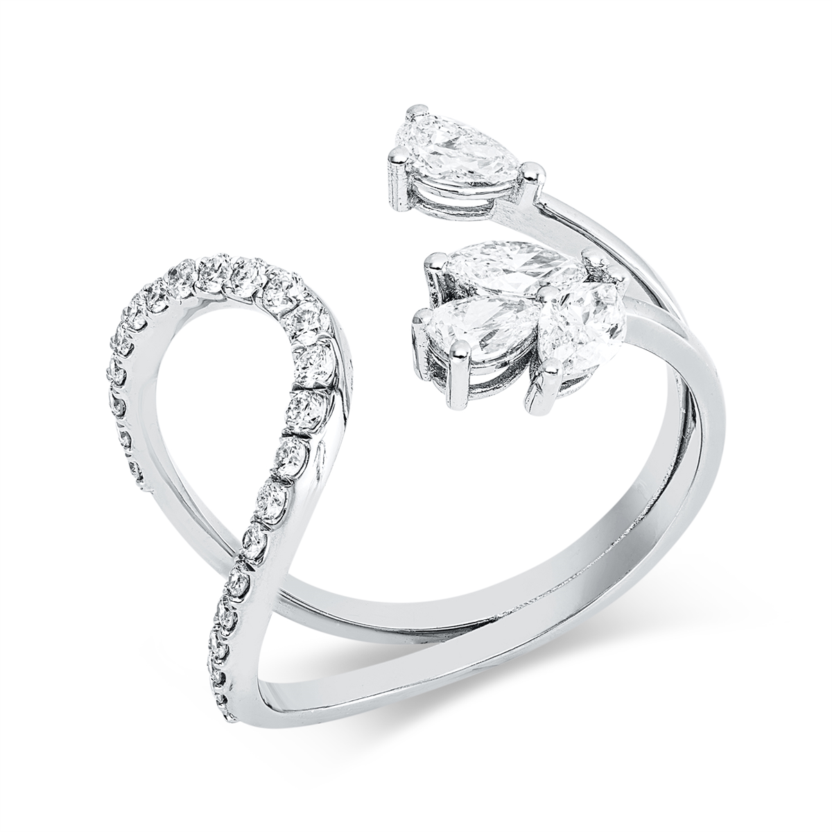 diamond full cut modern woman ring in white gold