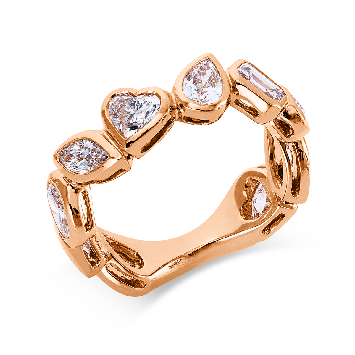 emerald cut exclusive ring in red gold