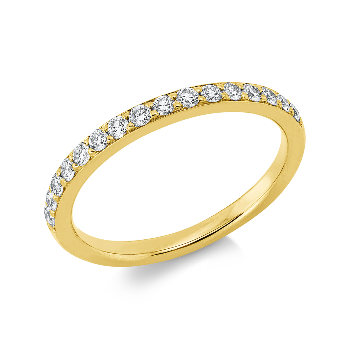 diamond full cut eternity half ring in yellow gold