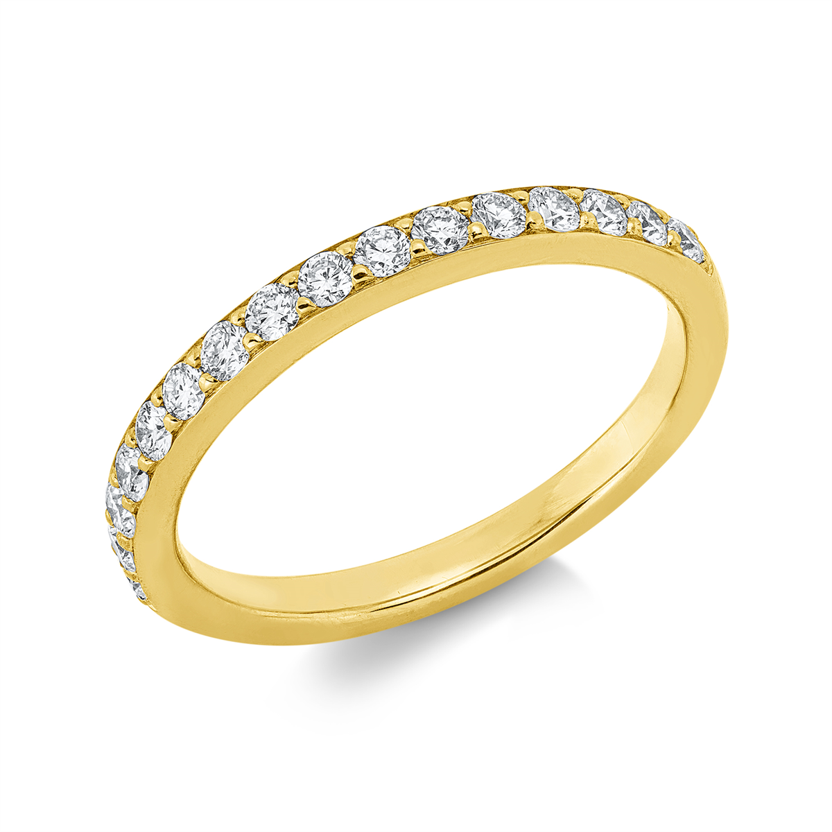 diamond full cut eternity half ring in yellow gold