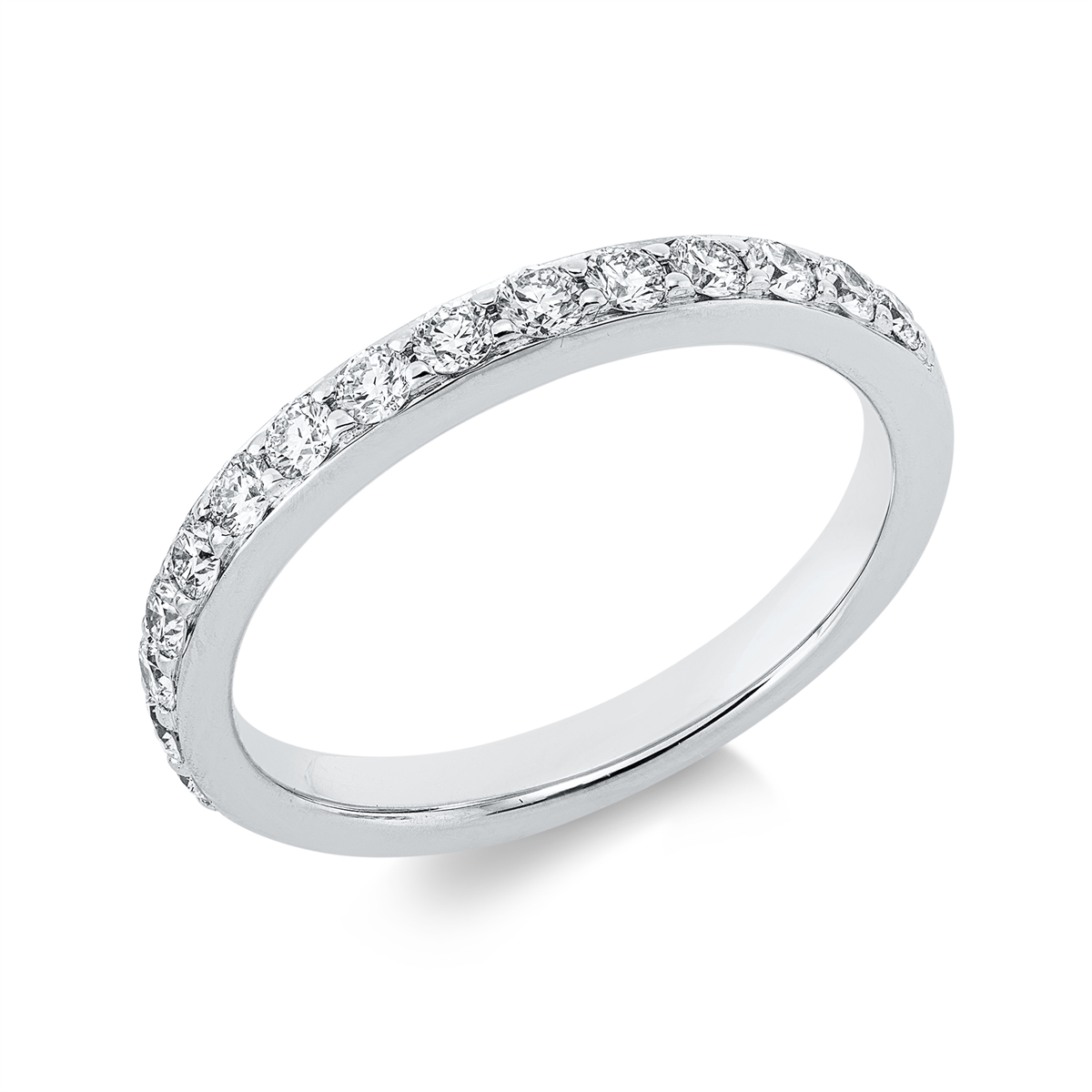 diamond full cut eternity half ring in white gold