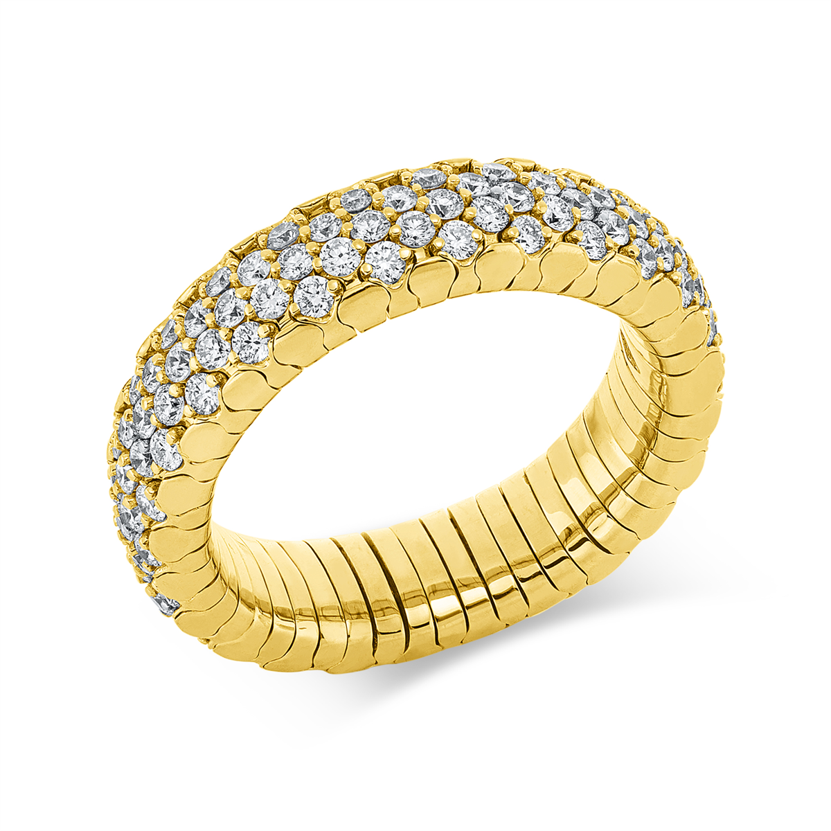 diamond full cut flex ring in yellow gold