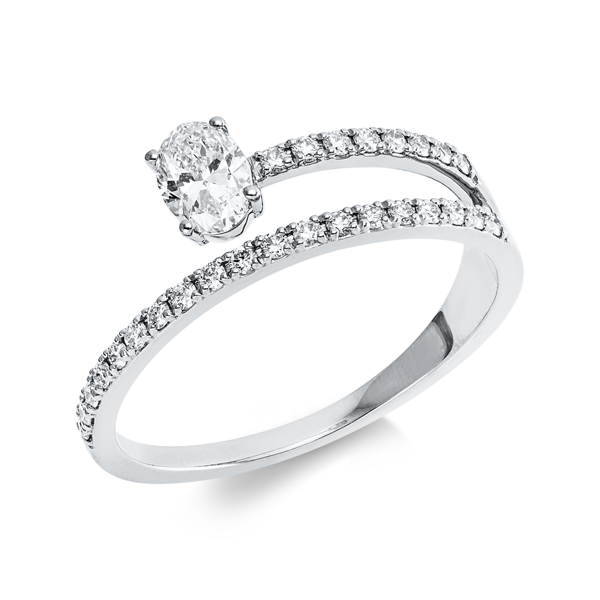 diamond full cut solitaire with accent stones ring in white gold