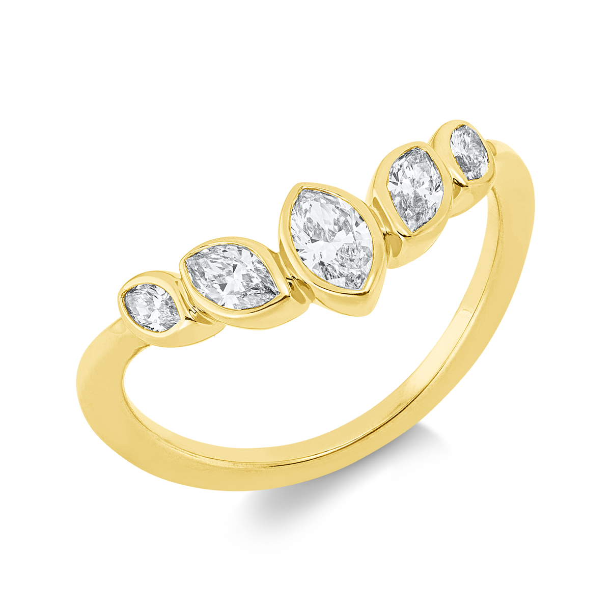 marquise modern woman ring in yellow gold