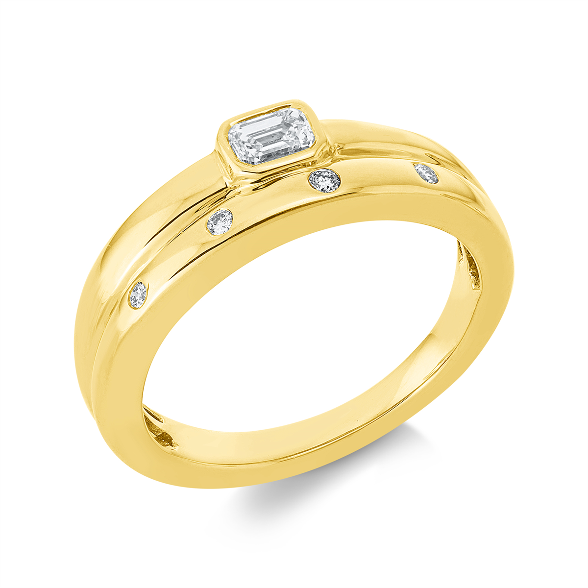 diamond full cut baguette ring in yellow gold