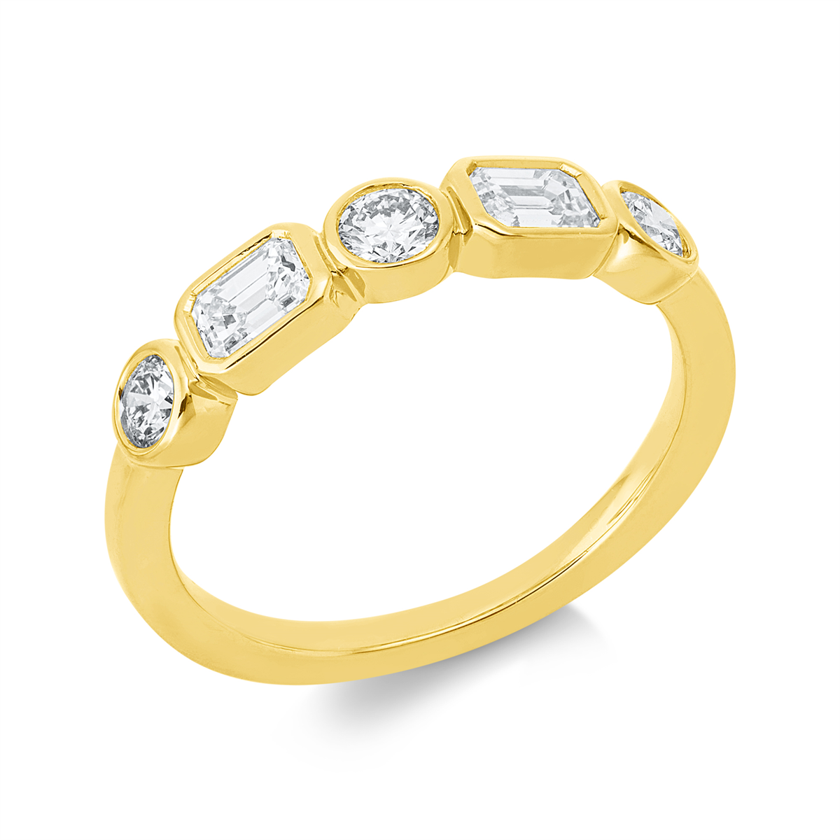 diamond full cut baguette ring in yellow gold