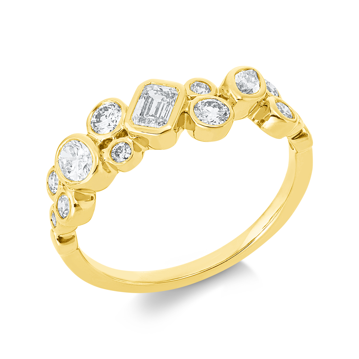 diamond full cut modern woman ring in yellow gold