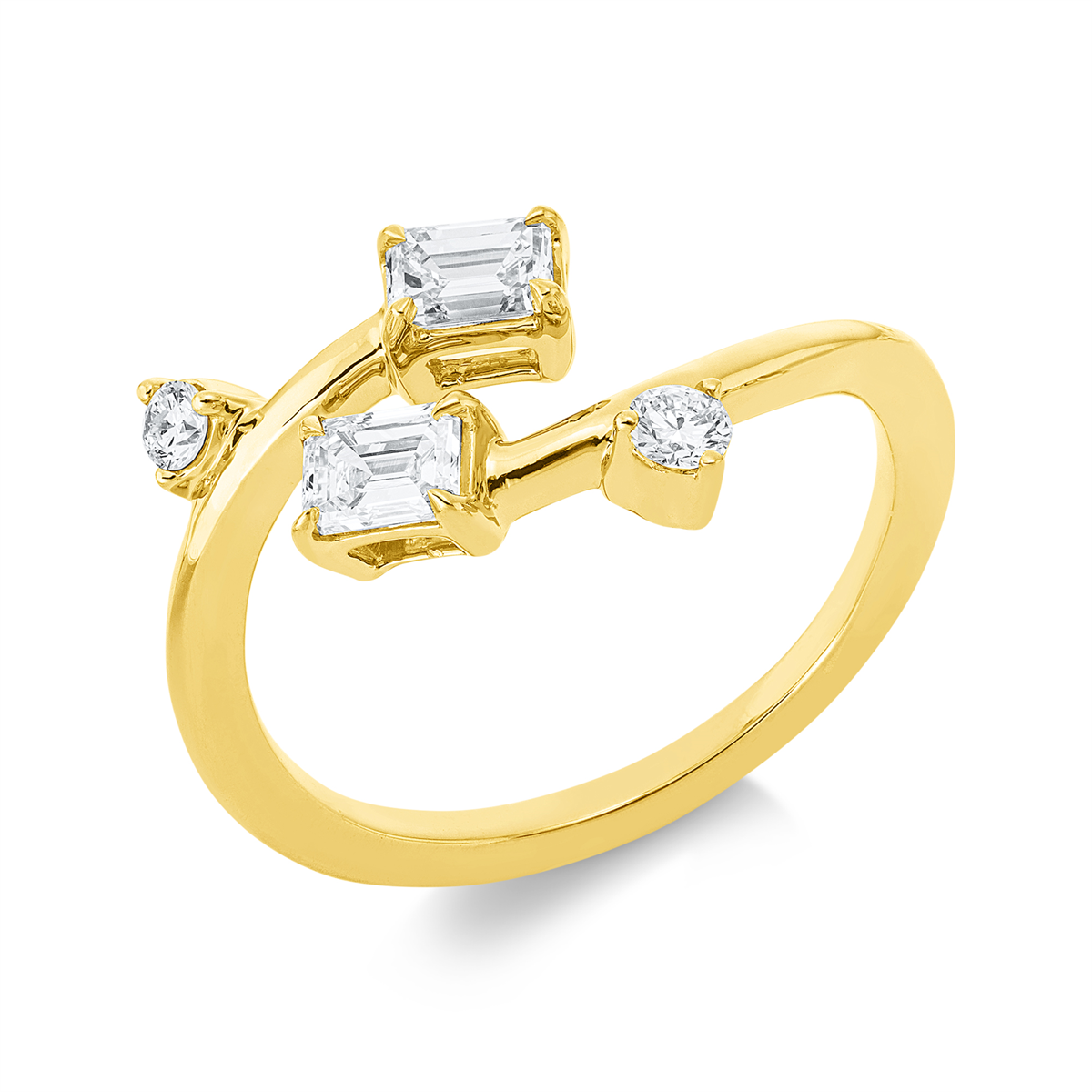 diamond full cut baguette ring in yellow gold