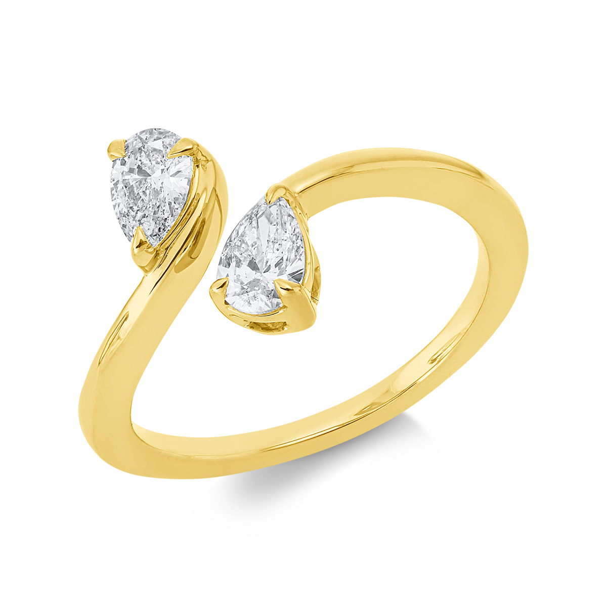 pear shape modern woman ring in yellow gold