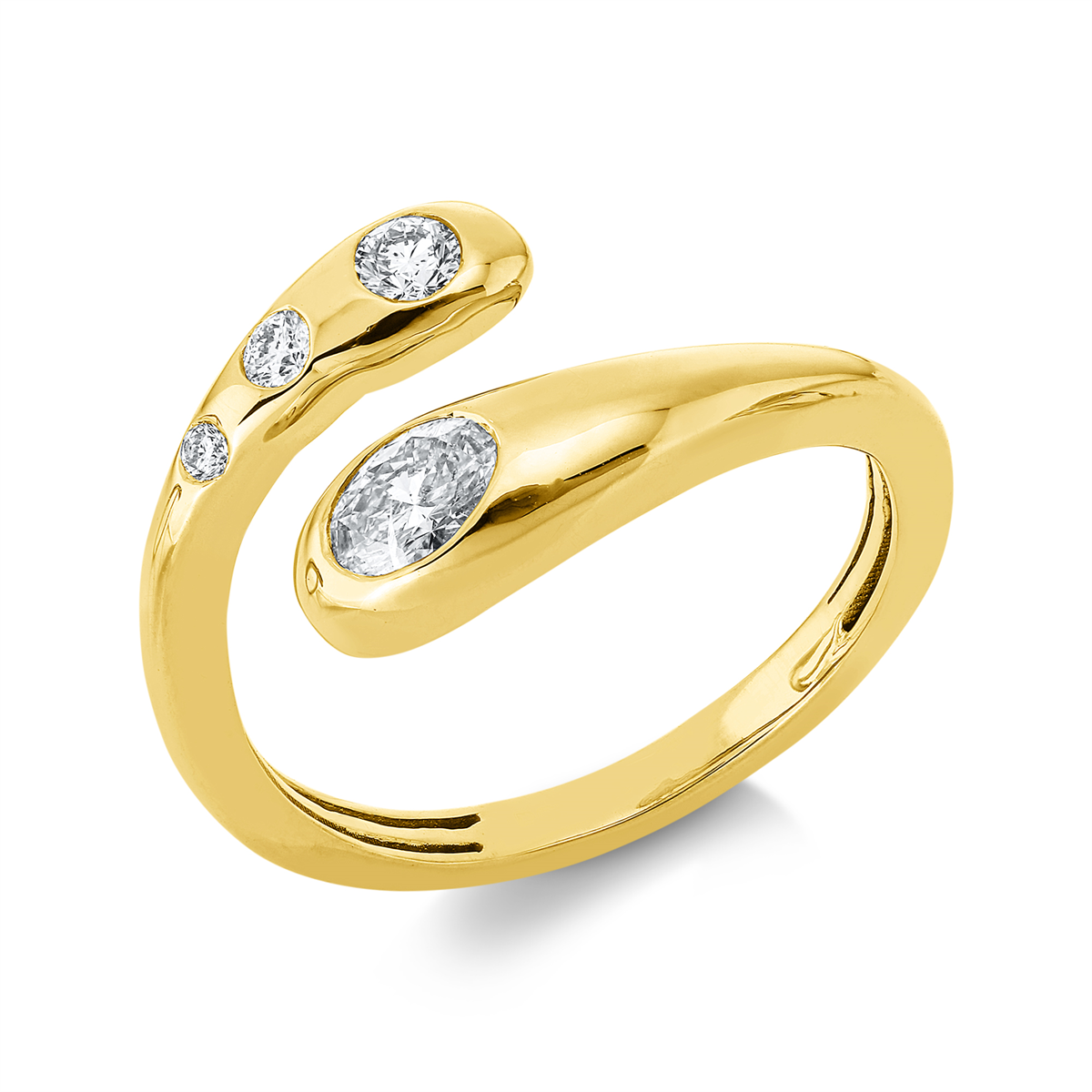 diamond full cut modern woman ring in yellow gold