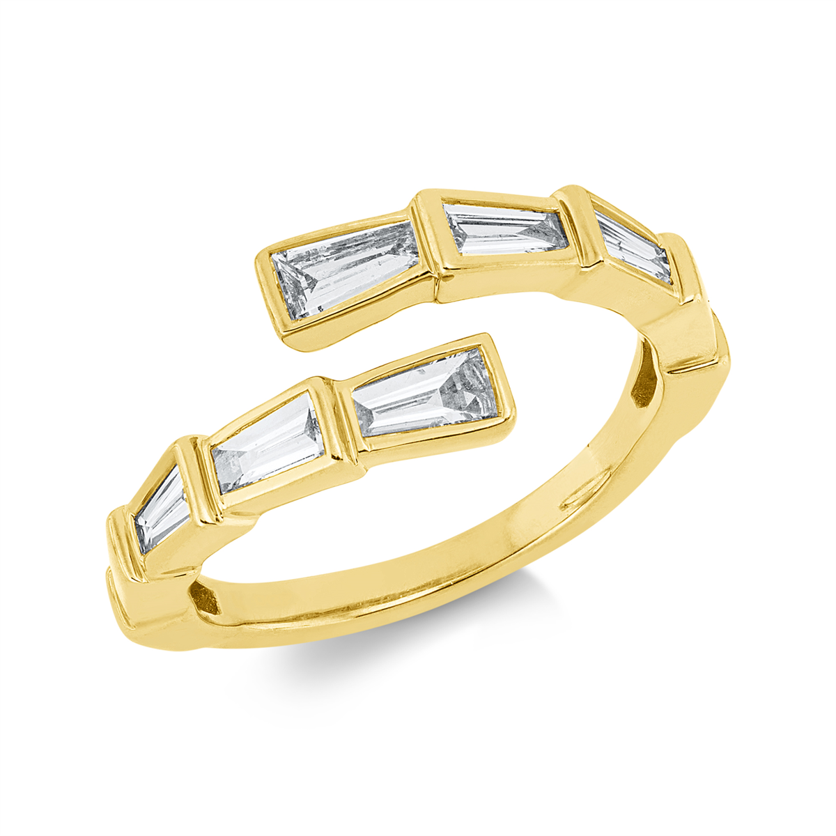 taper baguette ring in yellow gold