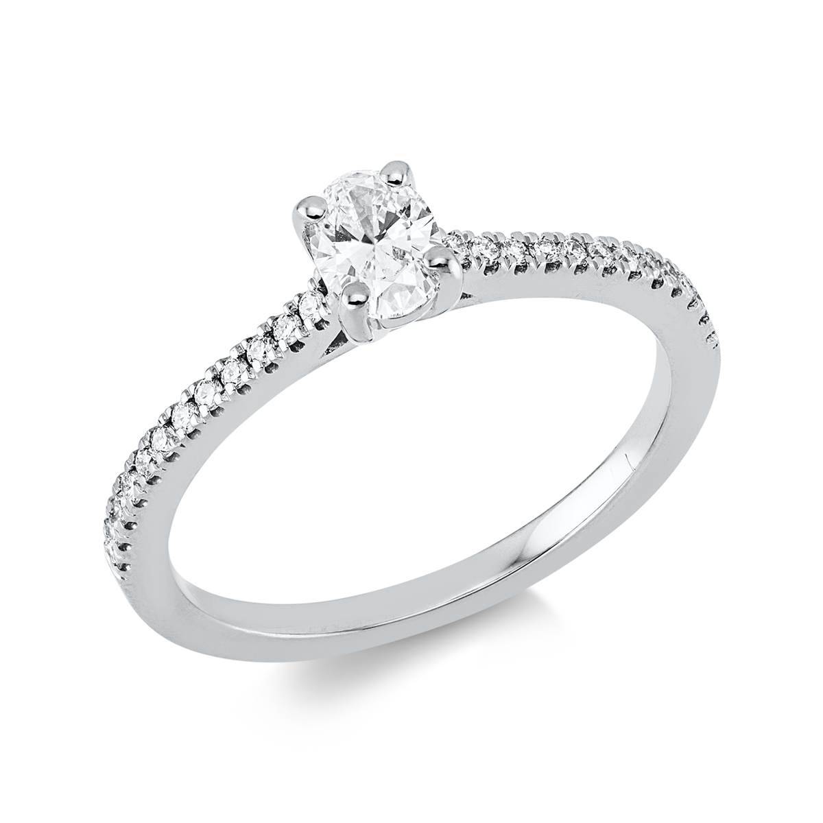 diamond full cut solitaire with accent stones ring in white gold