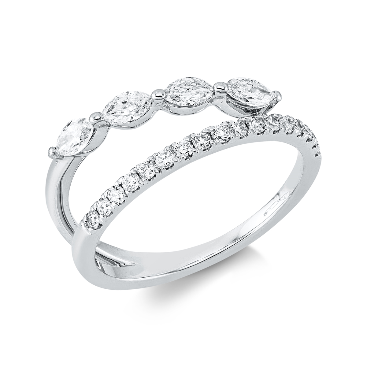 diamond full cut modern woman ring in white gold