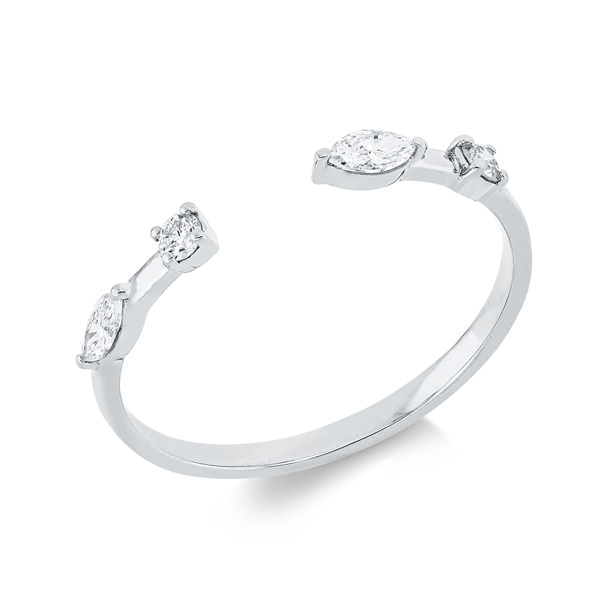 diamond full cut modern woman ring in white gold