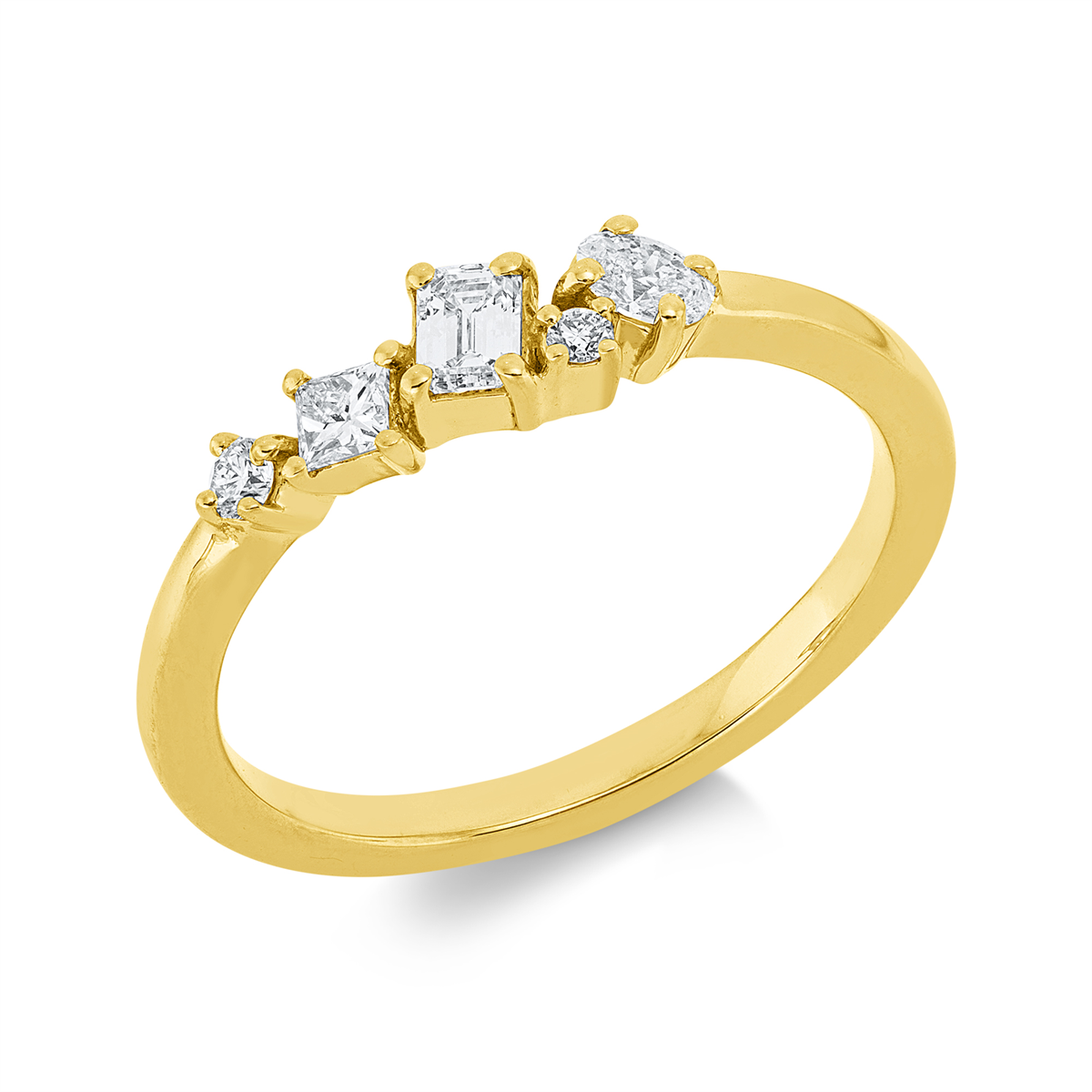 diamond full cut modern woman ring in yellow gold
