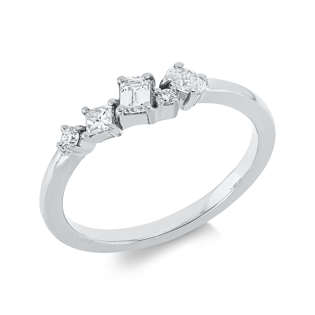 diamond full cut modern woman ring in white gold
