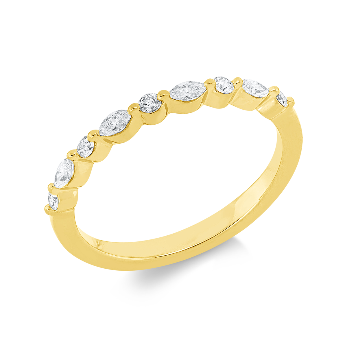 diamond full cut modern woman ring in yellow gold