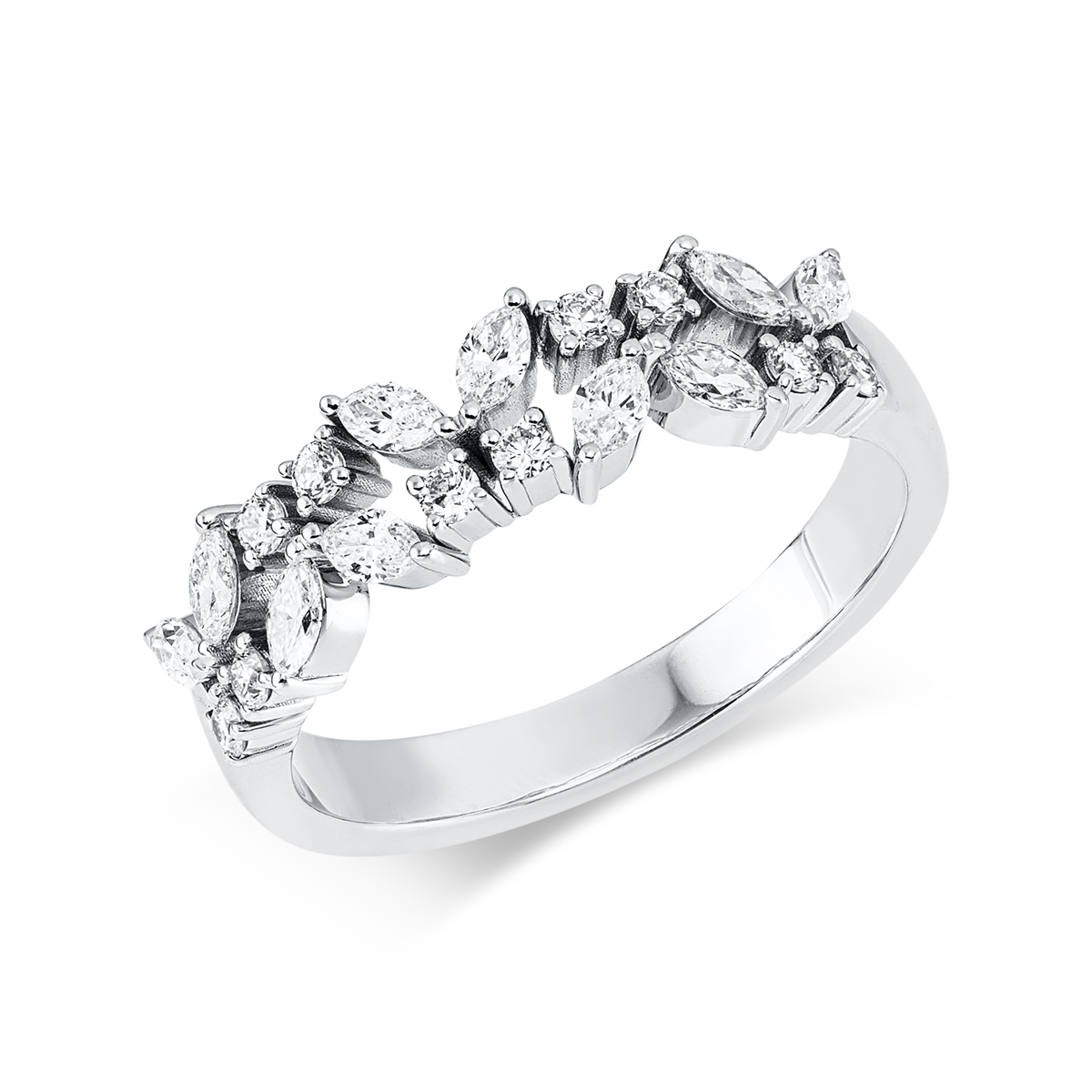 diamond full cut modern woman ring in white gold