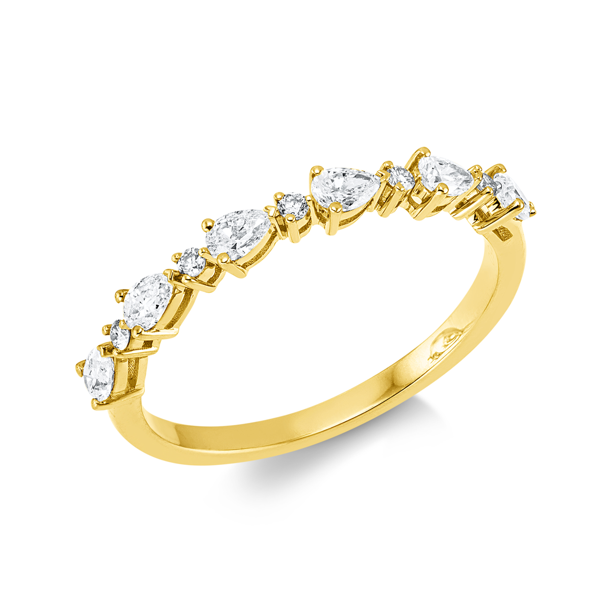 diamond full cut modern woman ring in yellow gold