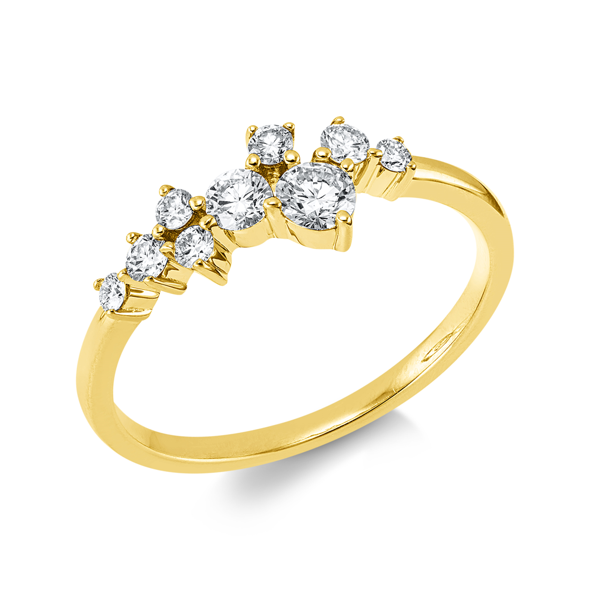 diamond full cut modern woman ring in yellow gold