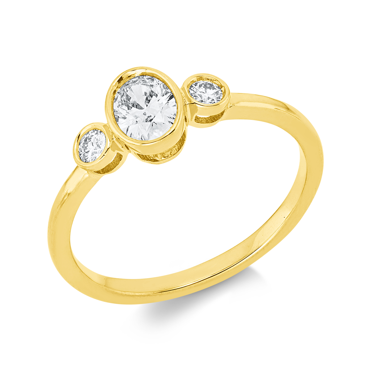 diamond full cut solitaire with accent stones ring in yellow gold