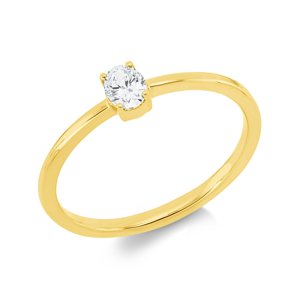 oval solitaire ring in yellow gold