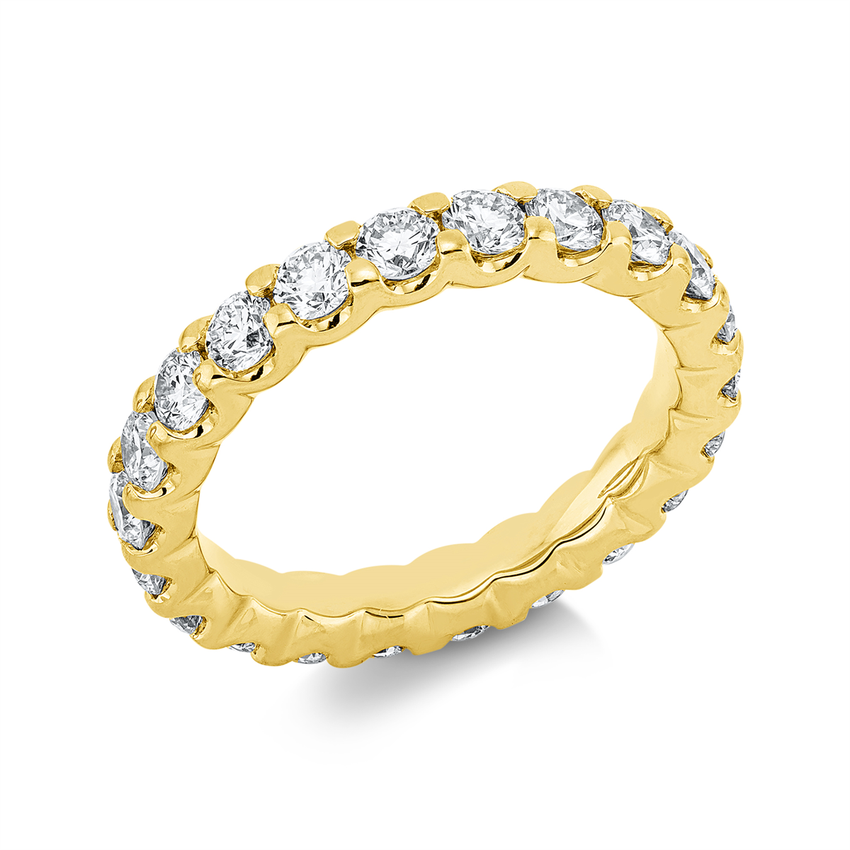 diamond full cut eternity full ring in yellow gold