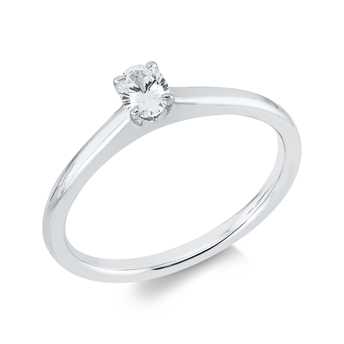 oval solitaire ring in white gold