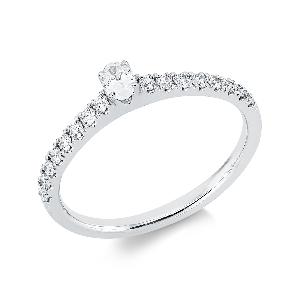 diamond full cut solitaire with accent stones ring in white gold