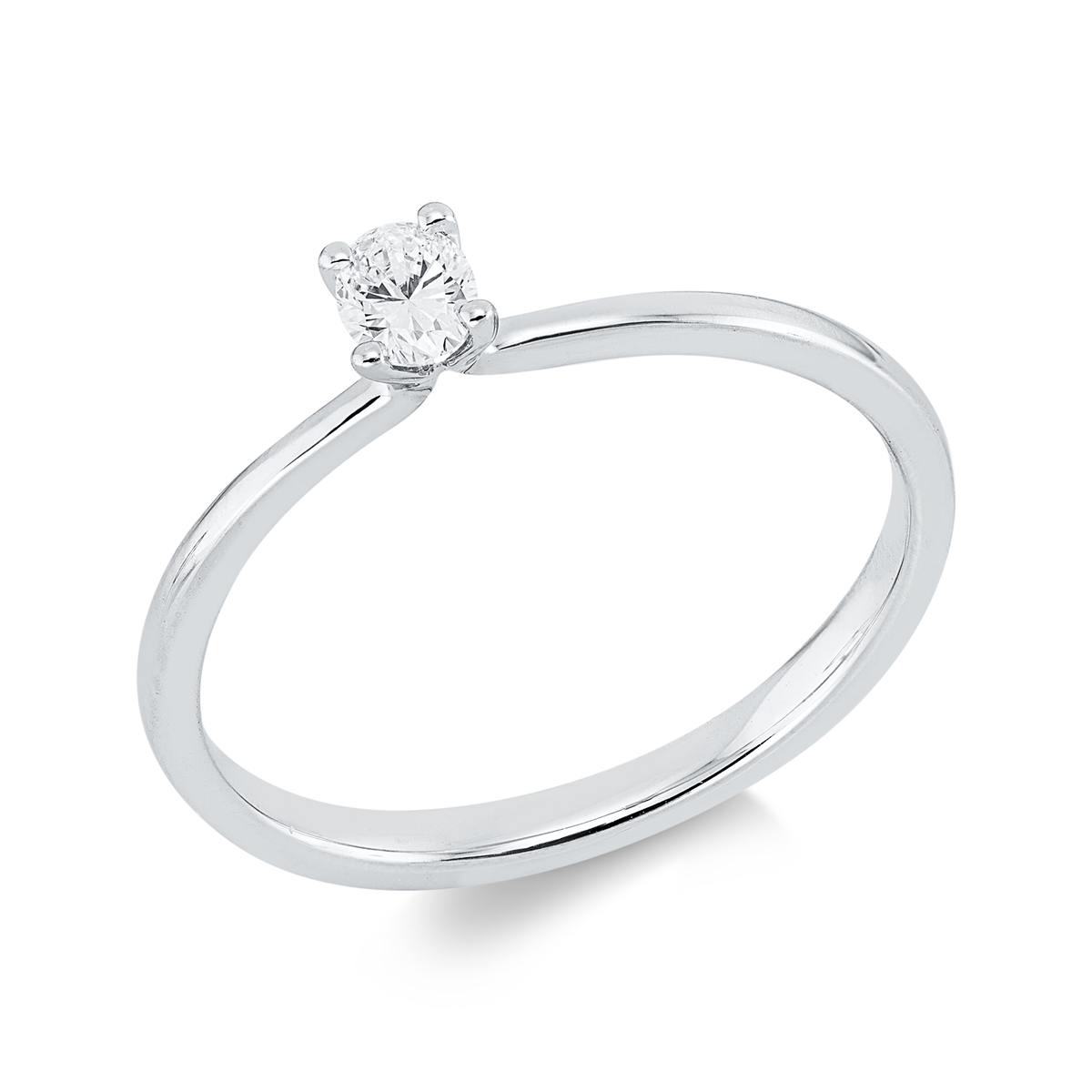 oval solitaire ring in white gold