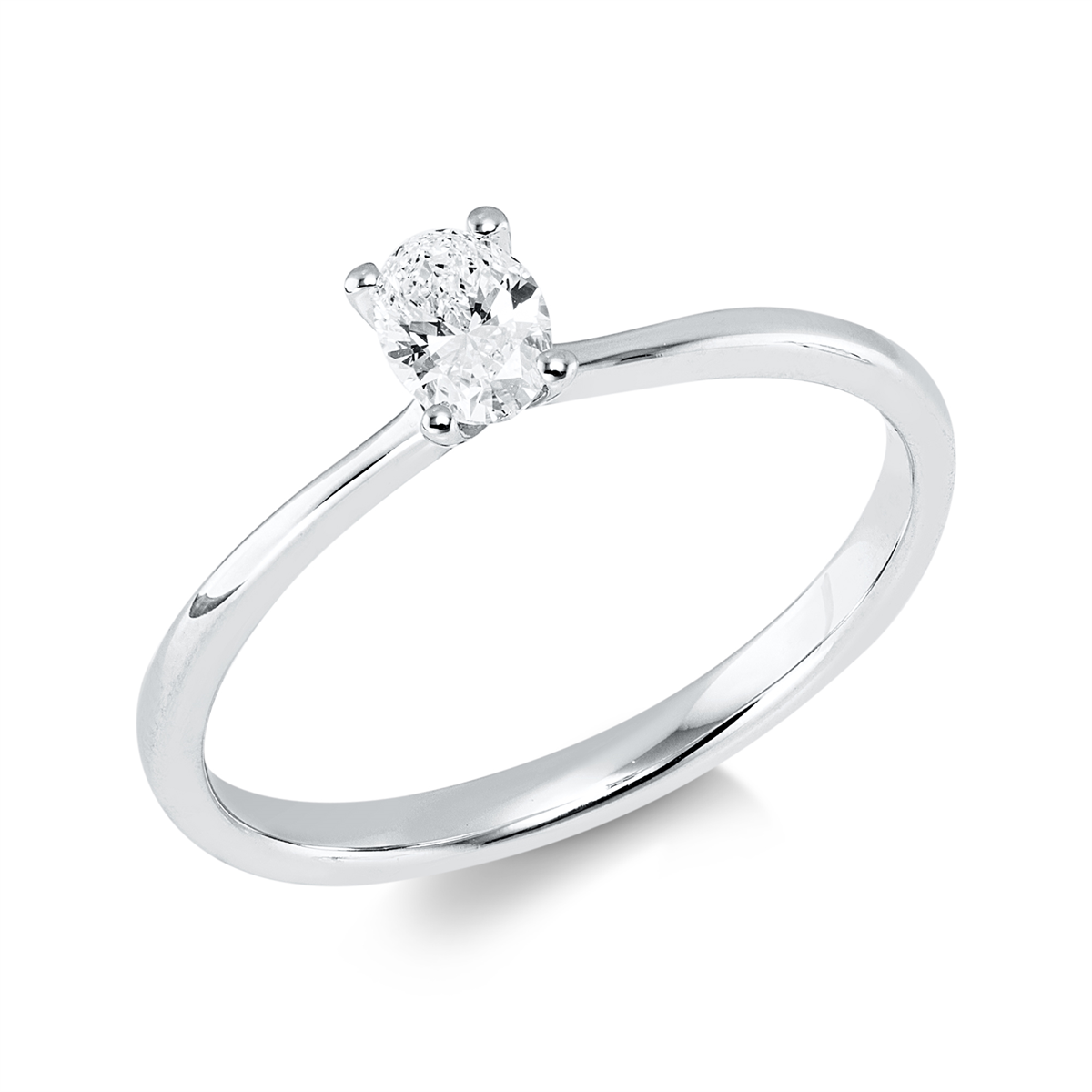 oval solitaire ring in white gold