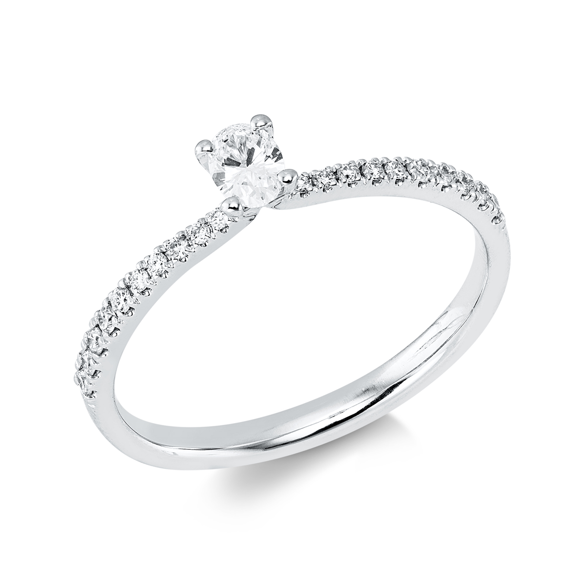 diamond full cut solitaire with accent stones ring in white gold