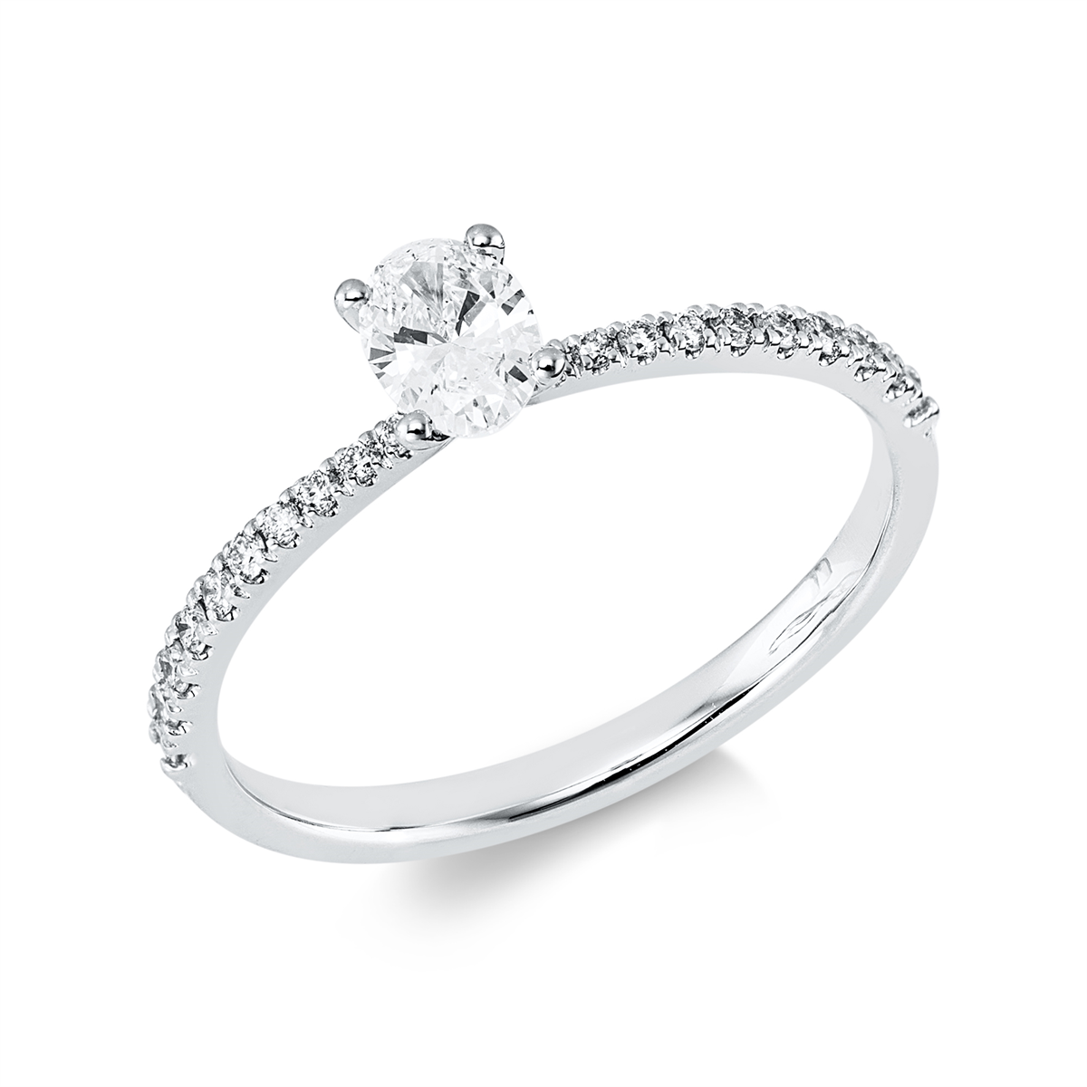 diamond full cut solitaire with accent stones ring in white gold