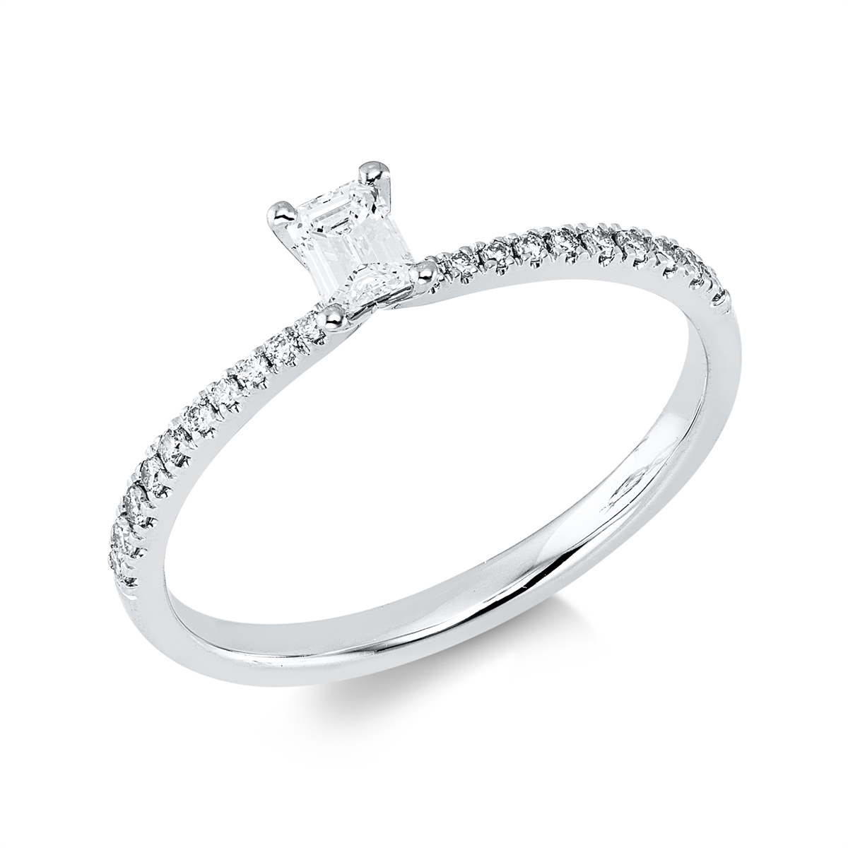 diamond full cut solitaire with accent stones ring in white gold
