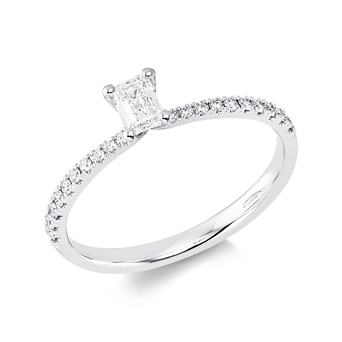 diamond full cut solitaire with accent stones ring in white gold