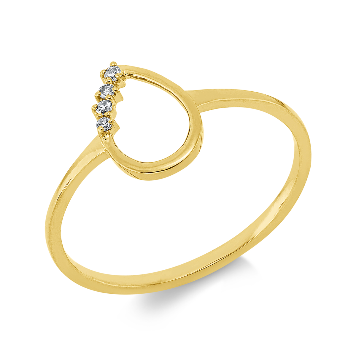 diamond single cut modern woman ring in yellow gold