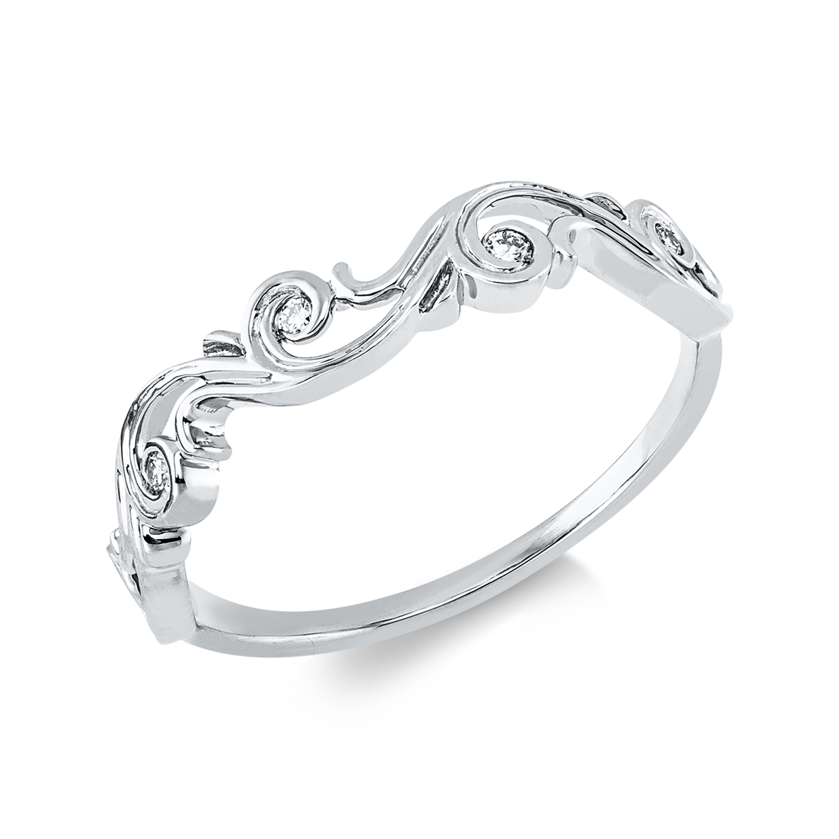 diamond full cut modern woman ring in white gold