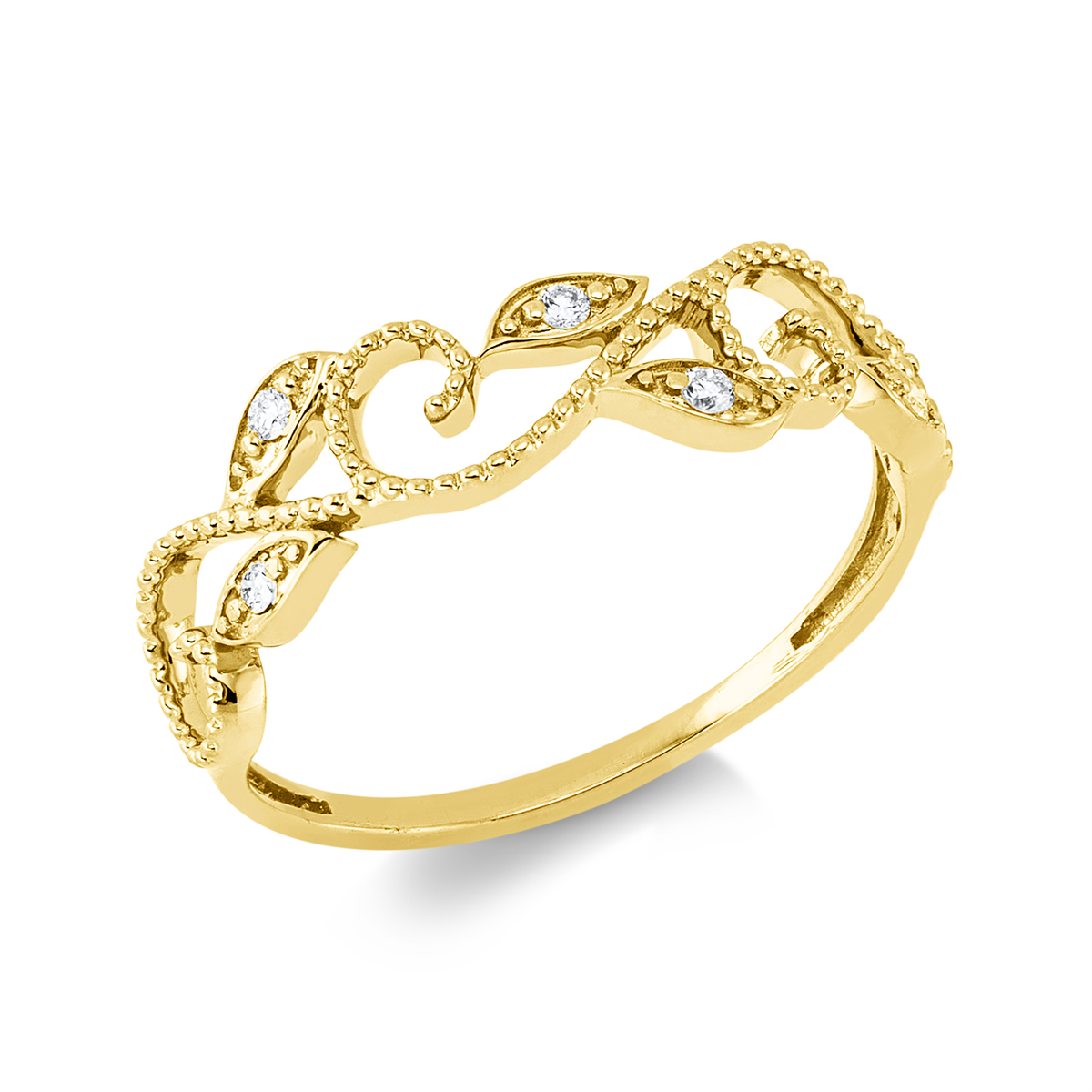 diamond full cut modern woman ring in yellow gold