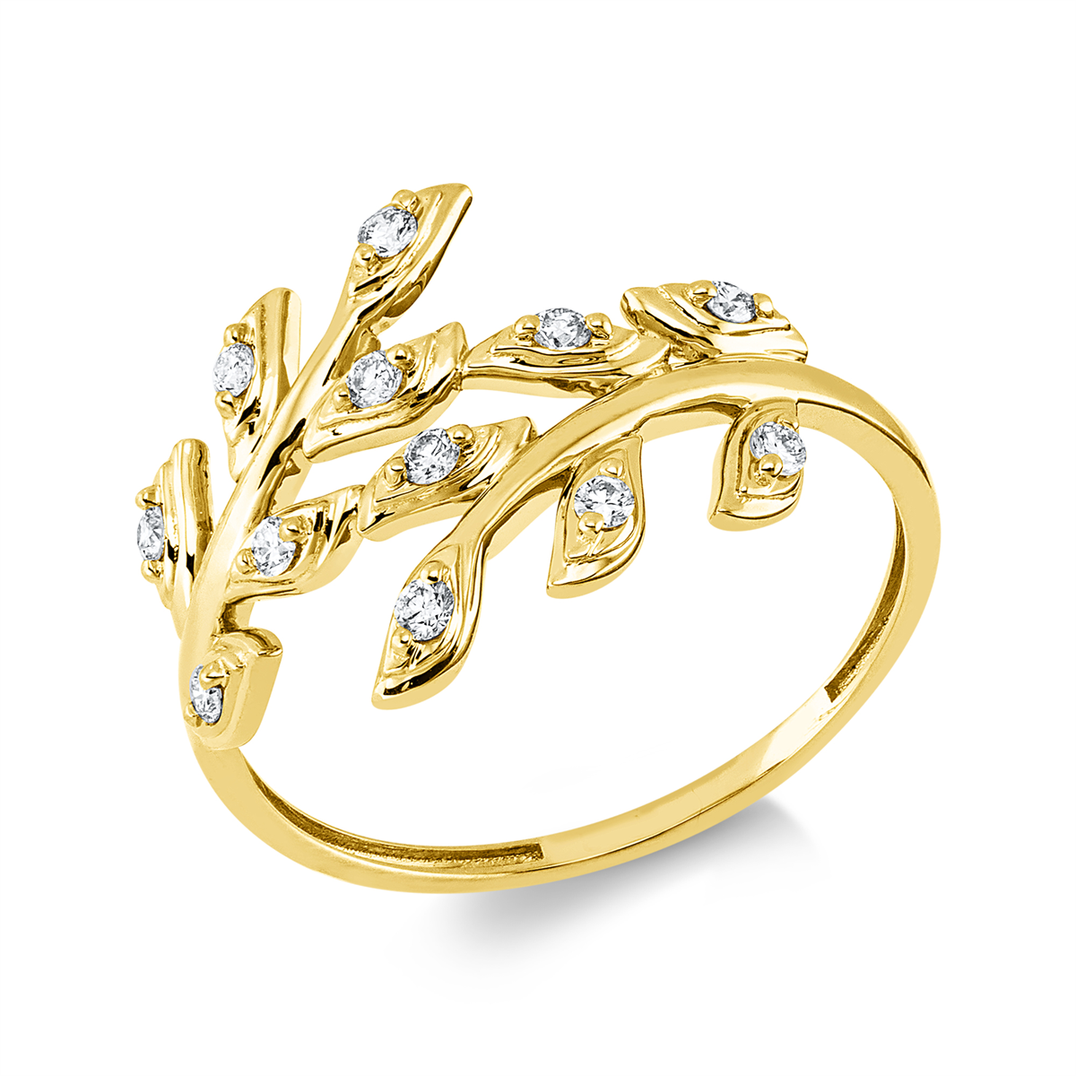 diamond full cut modern woman ring in yellow gold